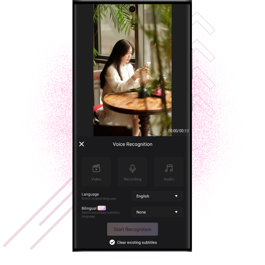 ai subtitles in wink app interface screenshot
